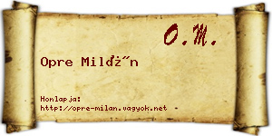 Opre Milán névjegykártya